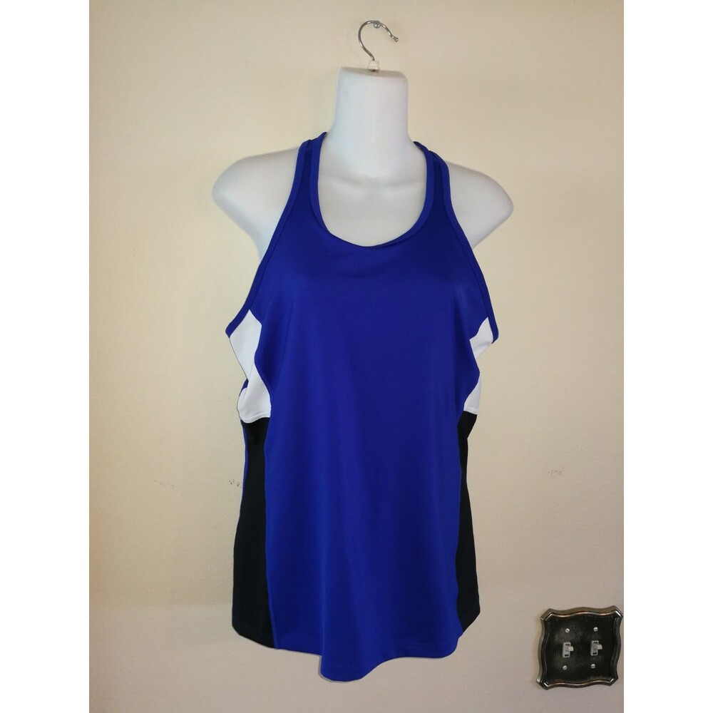 Women's LRL Lauren Ralph Lauren Activewear Royal Blue White Black Top Size L